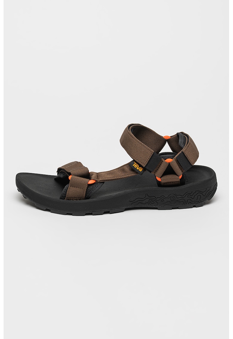 Oferte la Sandale din material textil cu segment cu inchidere velcro Hydratrek - Negru/Maro taupe/Portocaliu mandarina