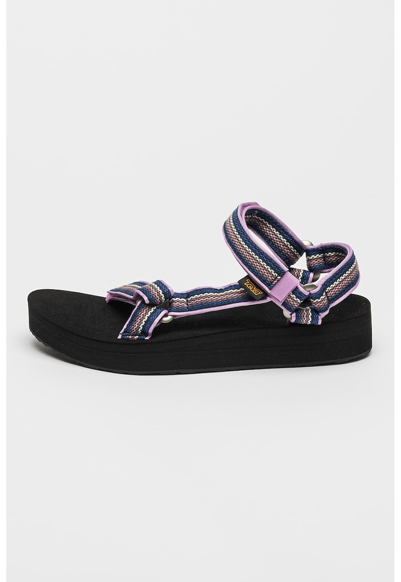 Oferte la Sandale wedge cu velcro - Negru/Albastru inchis/Lila