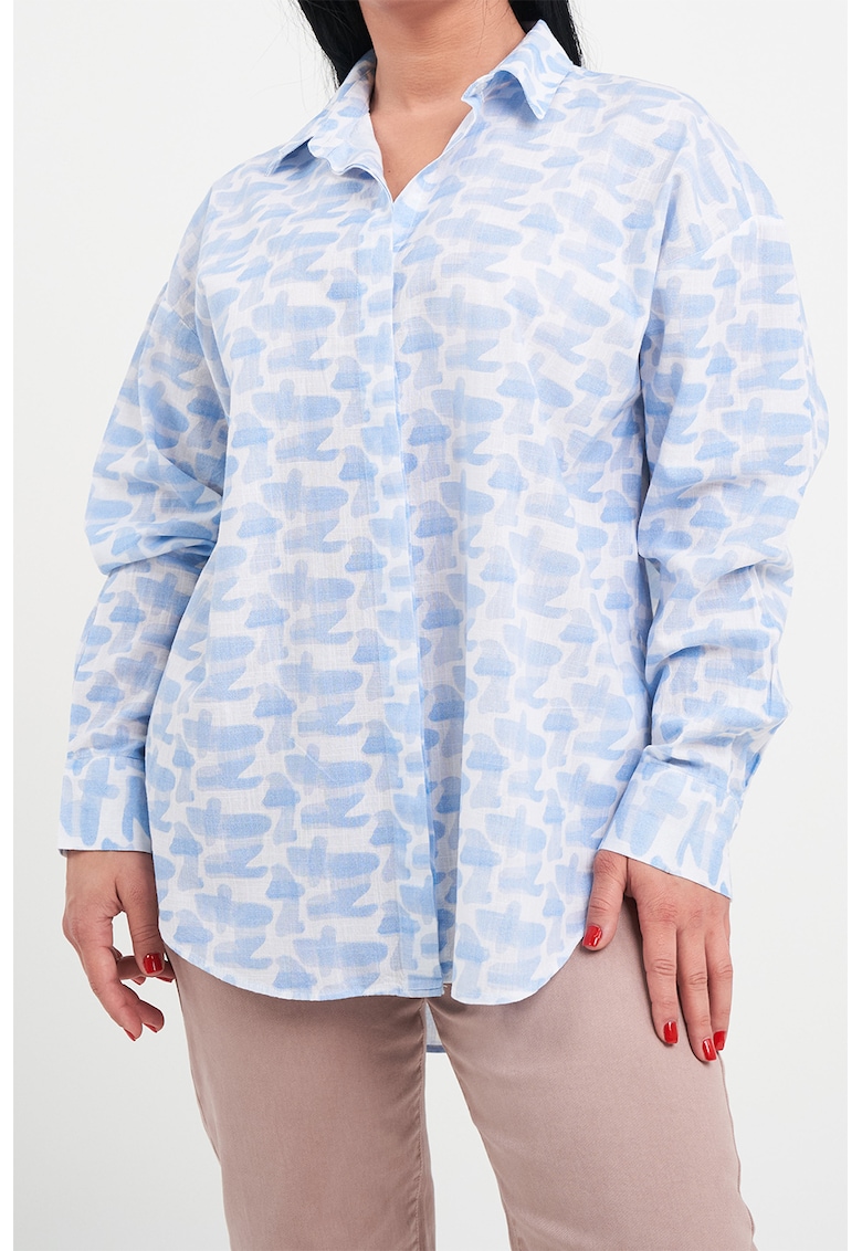 Oferte la Camasa de bumbac cu model - Alb/Albastru deschis