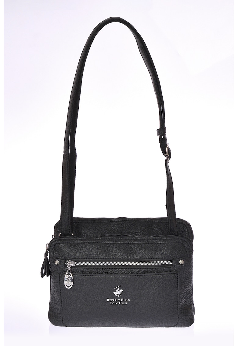 Oferte la Geanta crossbody de piele ecologica cu doua compartimente - Negru