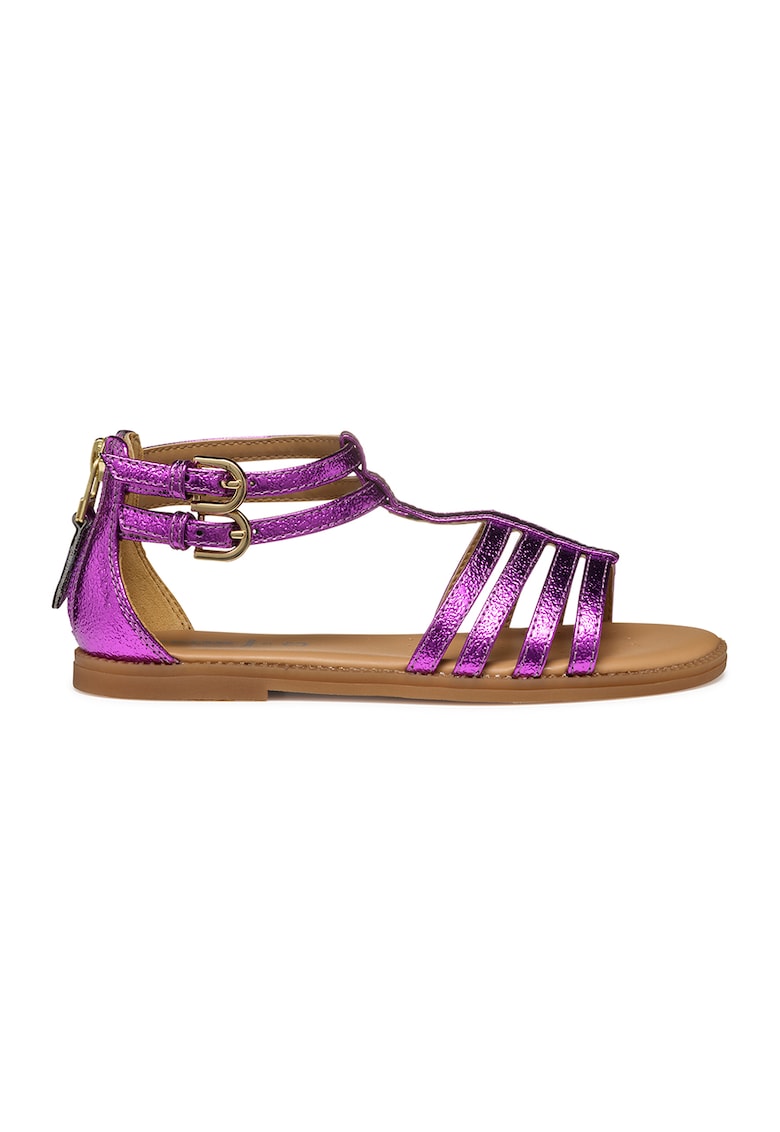 Sandale cu barete multiple si catarama - Violet