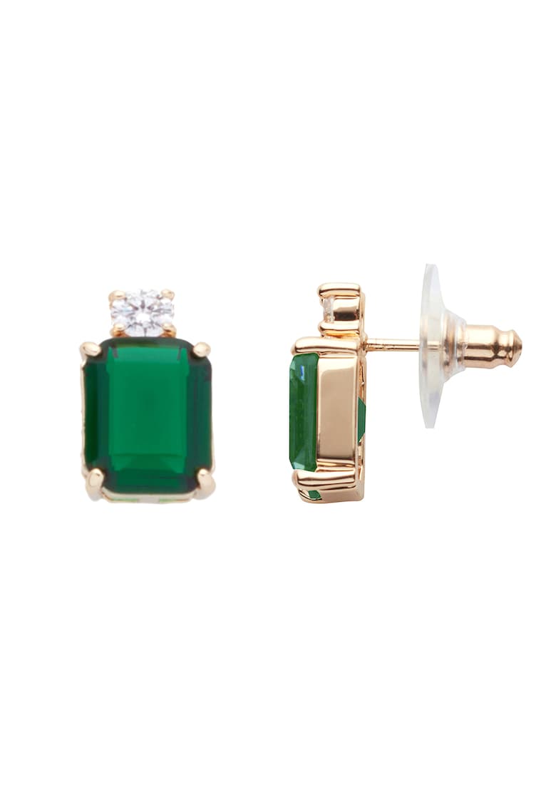 Oferte la Cercei cu tija si cristale - Auriu/Verde aquamarin