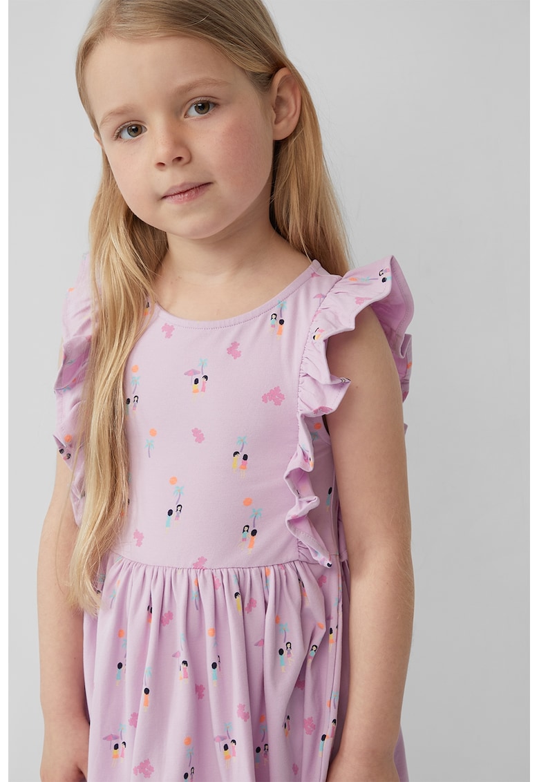 Oferte la Rochie evazata cu model grafic - Negru/Portocaliu pal/Lila