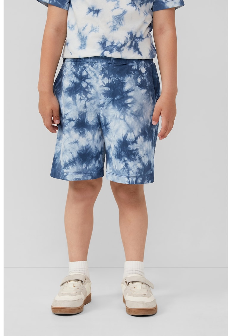 Oferte la Pantaloni scurti din bumbac cu model tie-dye - Albastru inchis/Alb optic