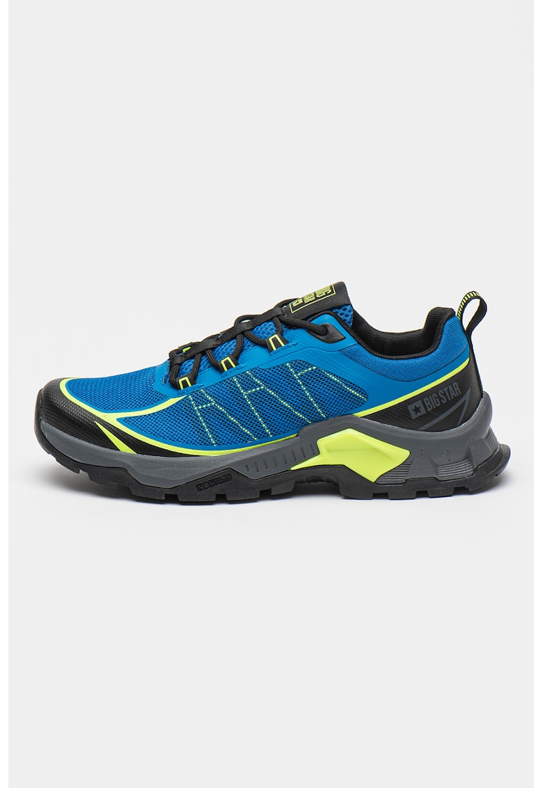 Oferte la Pantofi sport cu insertii de plasa - Negru/Verde neon/Albastru royal