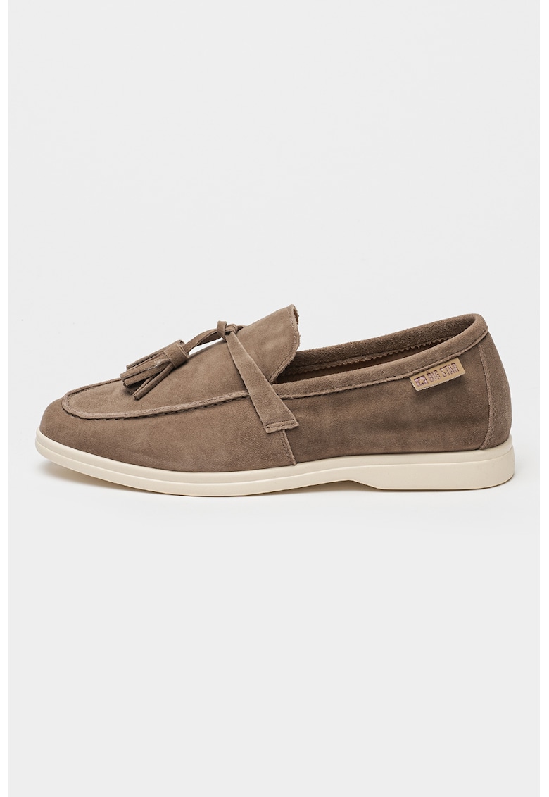 Oferte la Mocasini de piele intoarsa cu canafi - Maro taupe