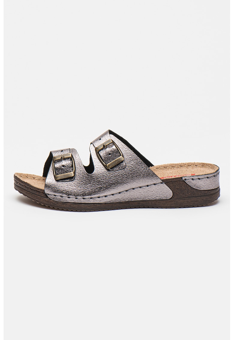 Oferte la Papuci wedge de piele - Argintiu