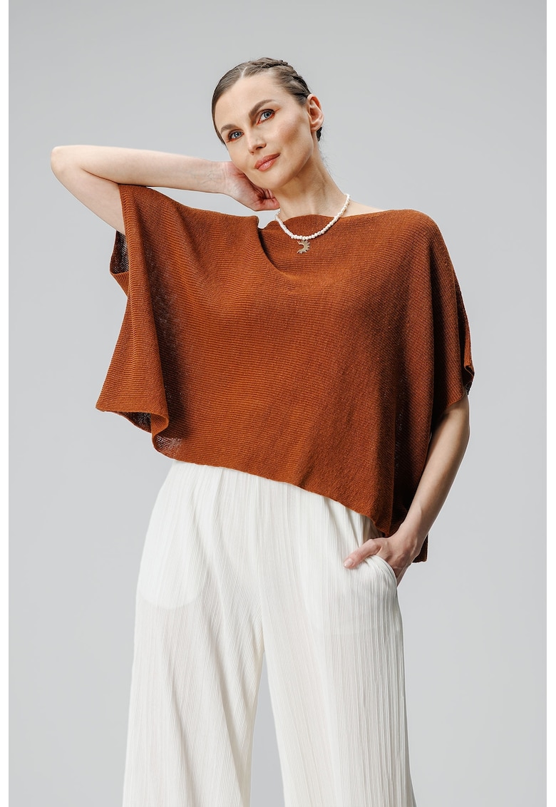 Oferte la Tricou de in cu maneci liliac - Maro