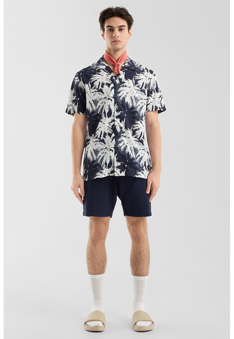 Oferte la Camasa din amestec de bumbac cu model tropical - Alb/Negru