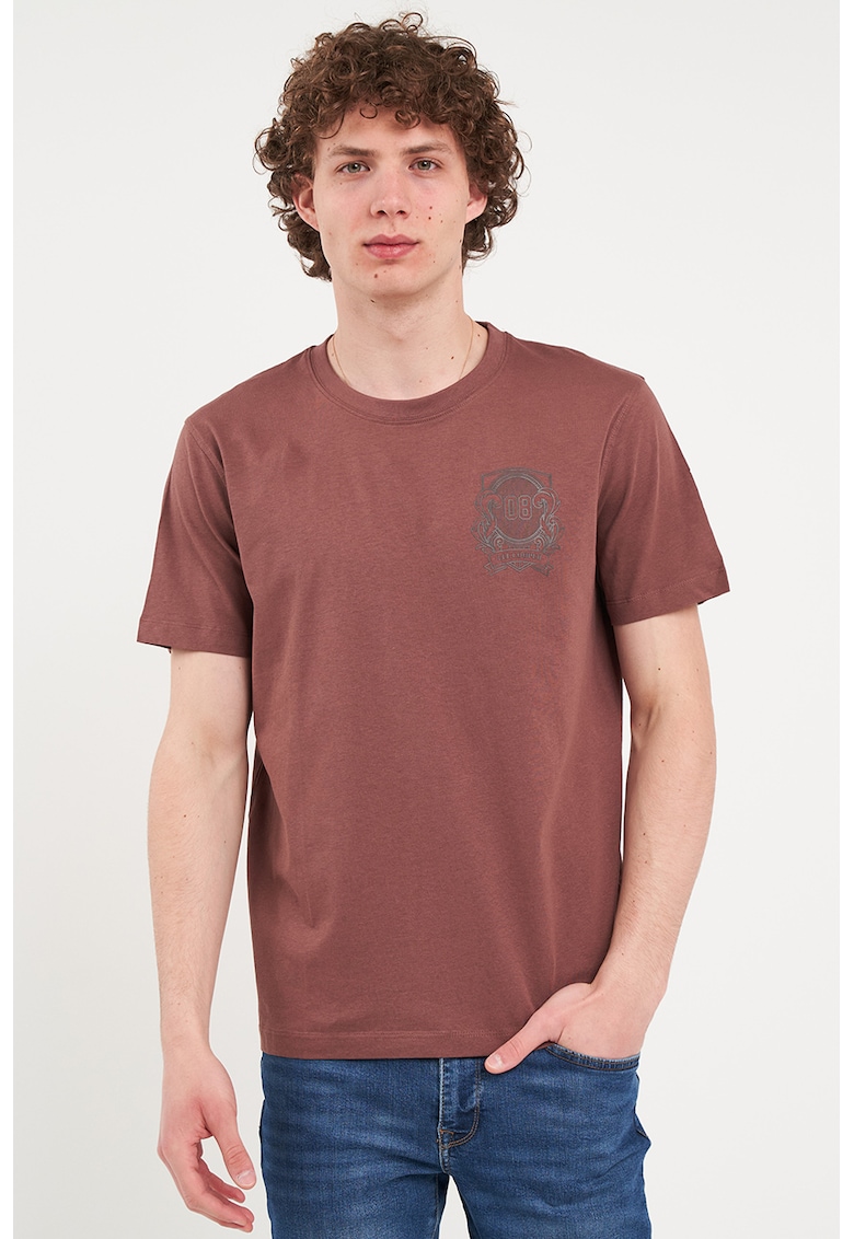 Oferte la Tricou din bumbac cu imprimeu discret - Maro scortisoara
