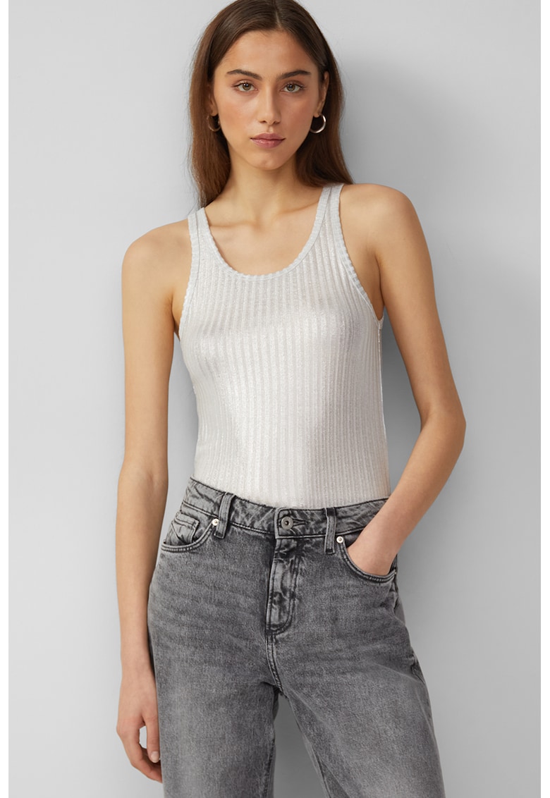 Oferte la Top striat cu decolteu rotund - Argintiu