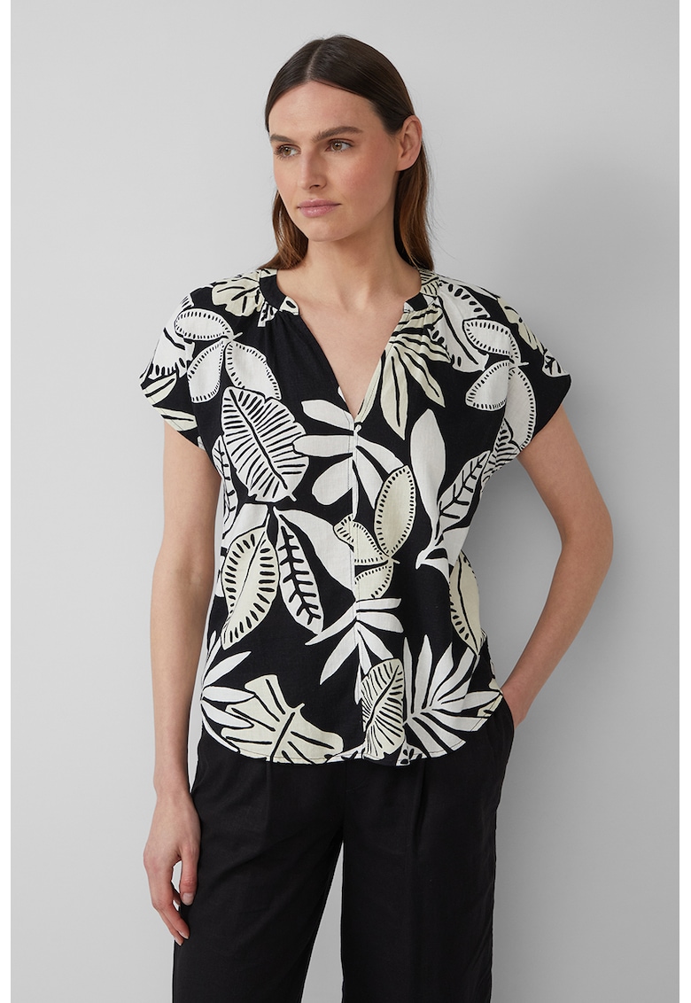 Oferte la Bluza-tunica din amestec de in - Alb/Negru