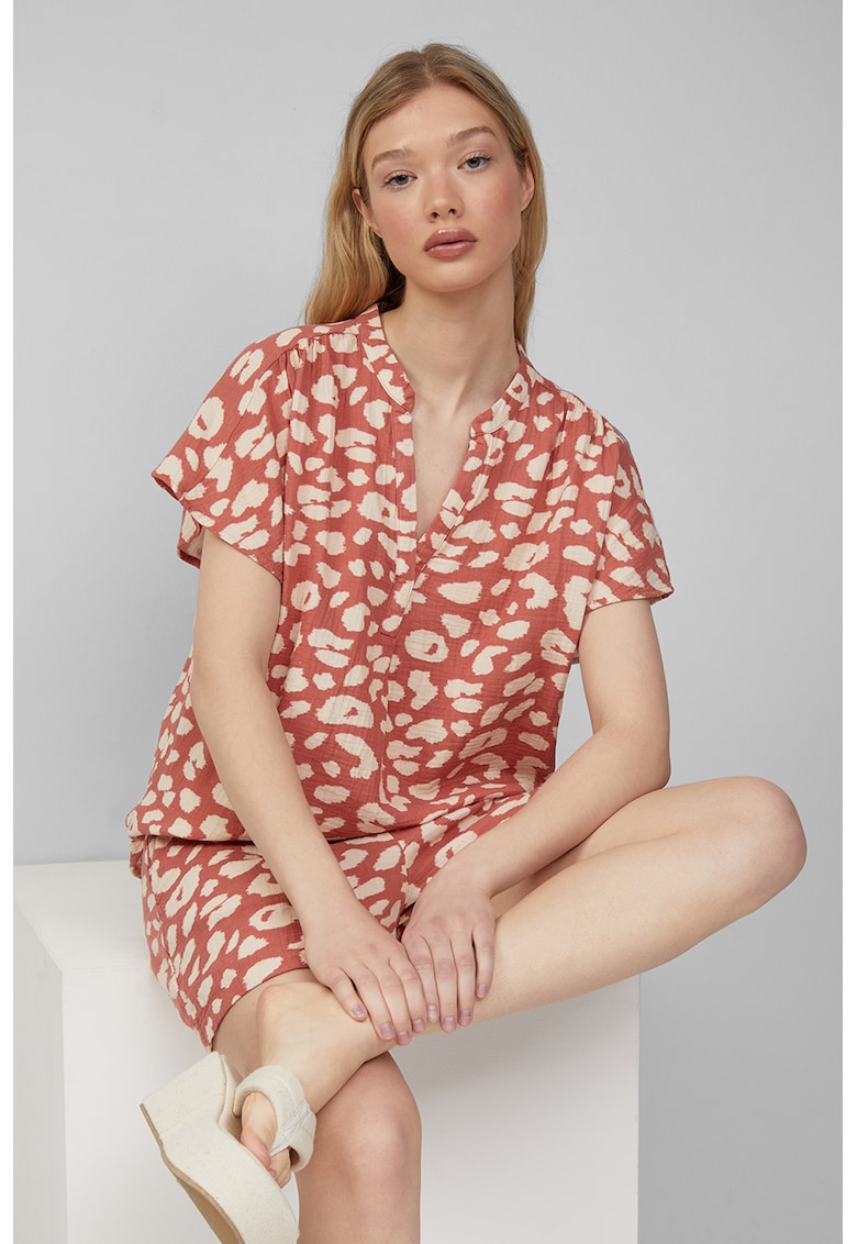Oferte la Bluza-tunica lejera din bumbac - Maro/Alb murdar