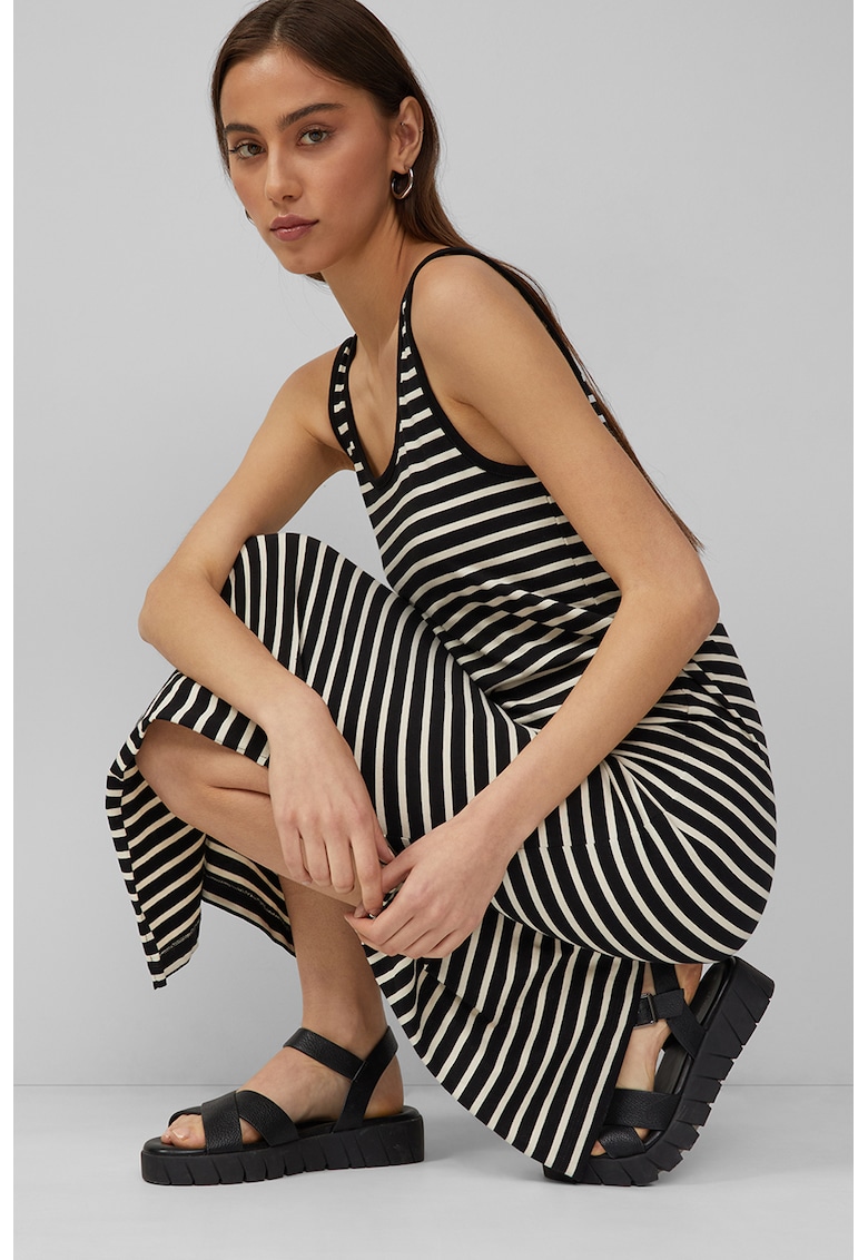 Oferte la Rochie maxi cu model in dungi - Alb/Negru