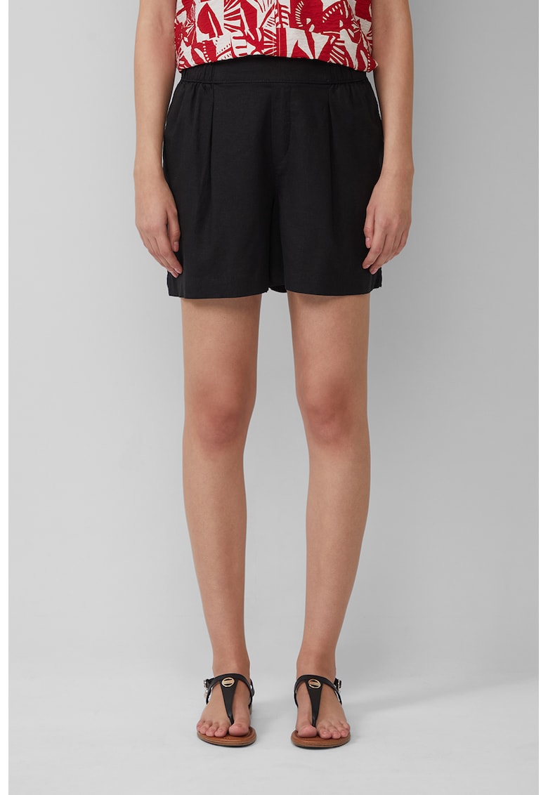 Oferte la Pantaloni scurti relaxed-fit din amestec de in - Negru