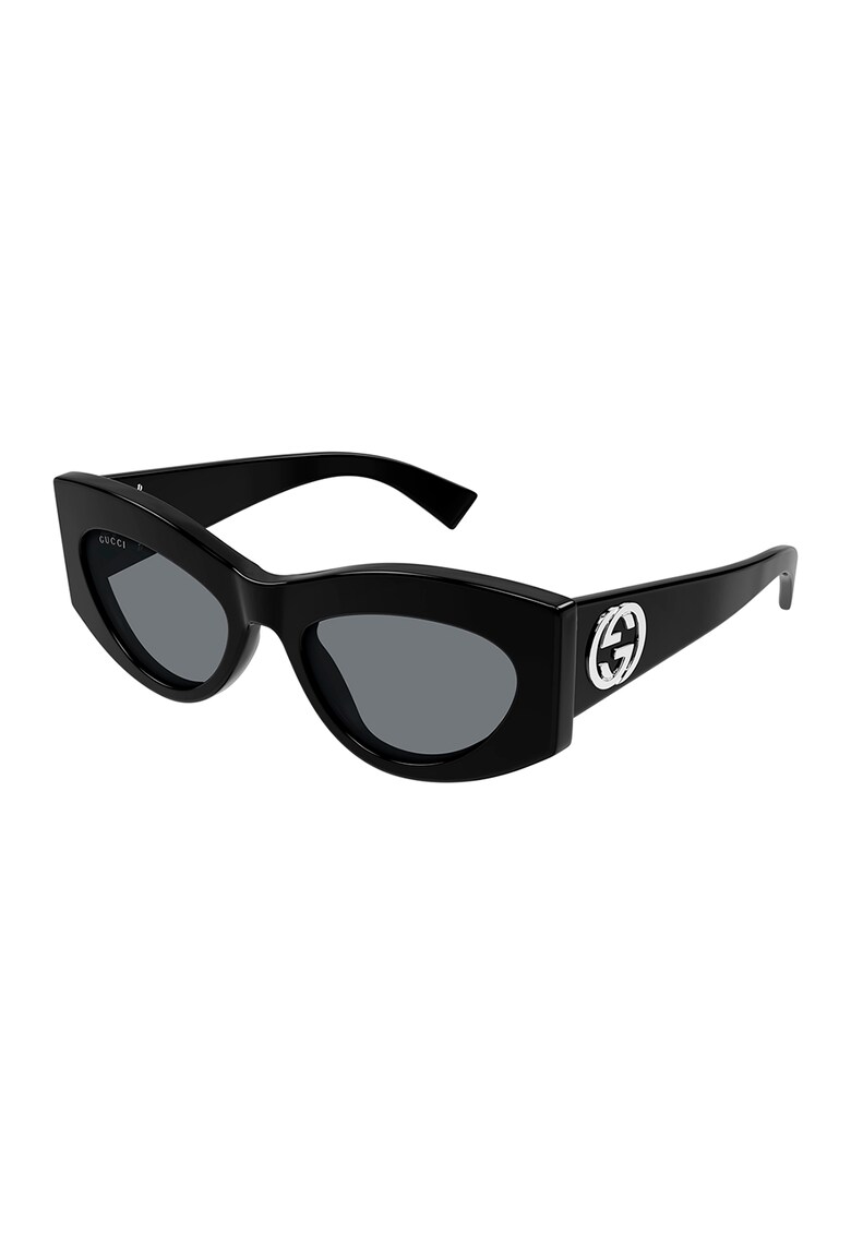 Ochelari de soare cat-eye cu logo - Negru/Argintiu