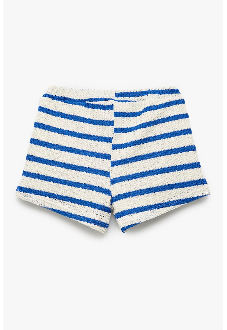 Pantaloni scurti tricotati cu model in dungi - Alb/Albastru royal