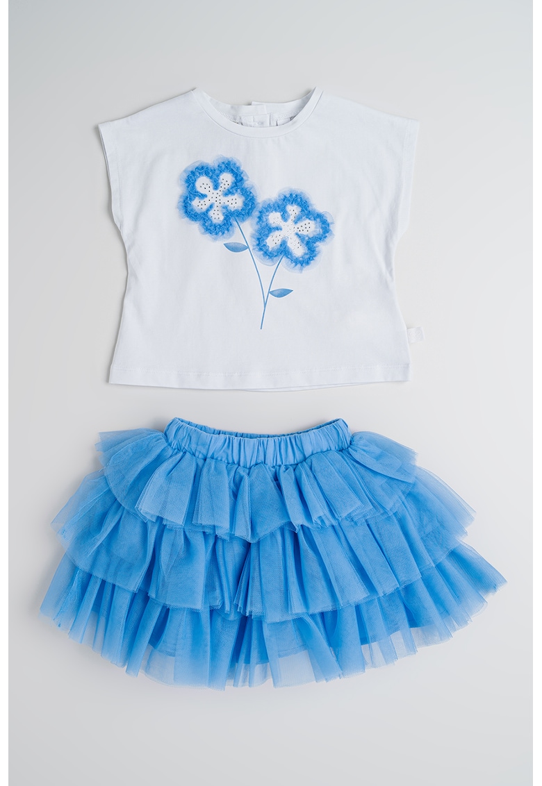 Set de fusta si tricou - 2 piese - Alb/Albastru deschis