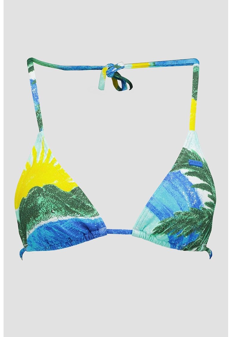 Oferte la Sutien de baie cu burete si imprimeu - Verde/Galben/Albastru royal