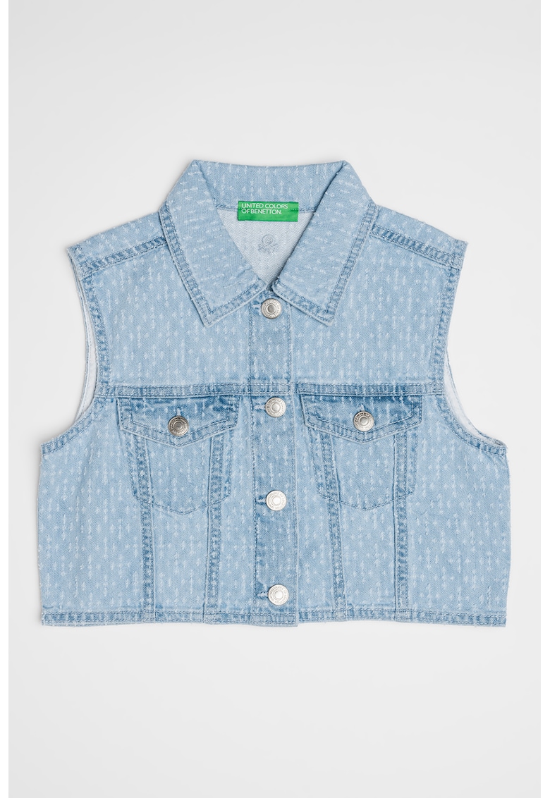 Vesta crop din denim - Albastru pastel