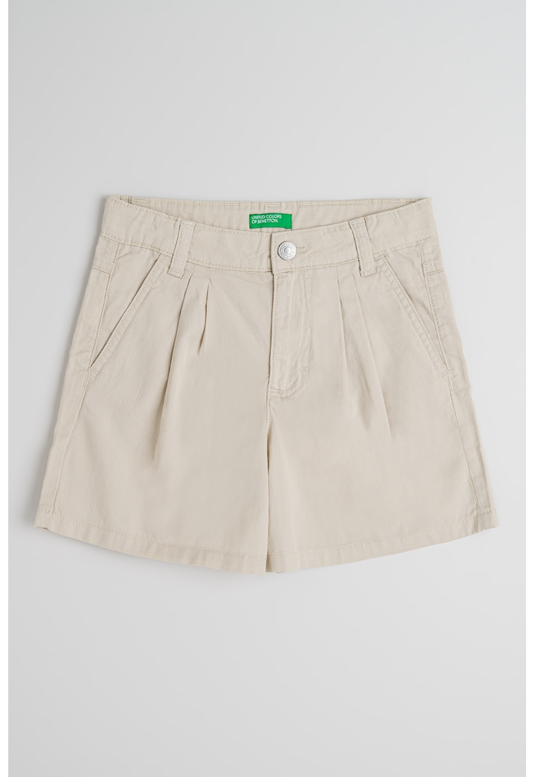 Pantaloni scurti cu pliuri - Maro nisip