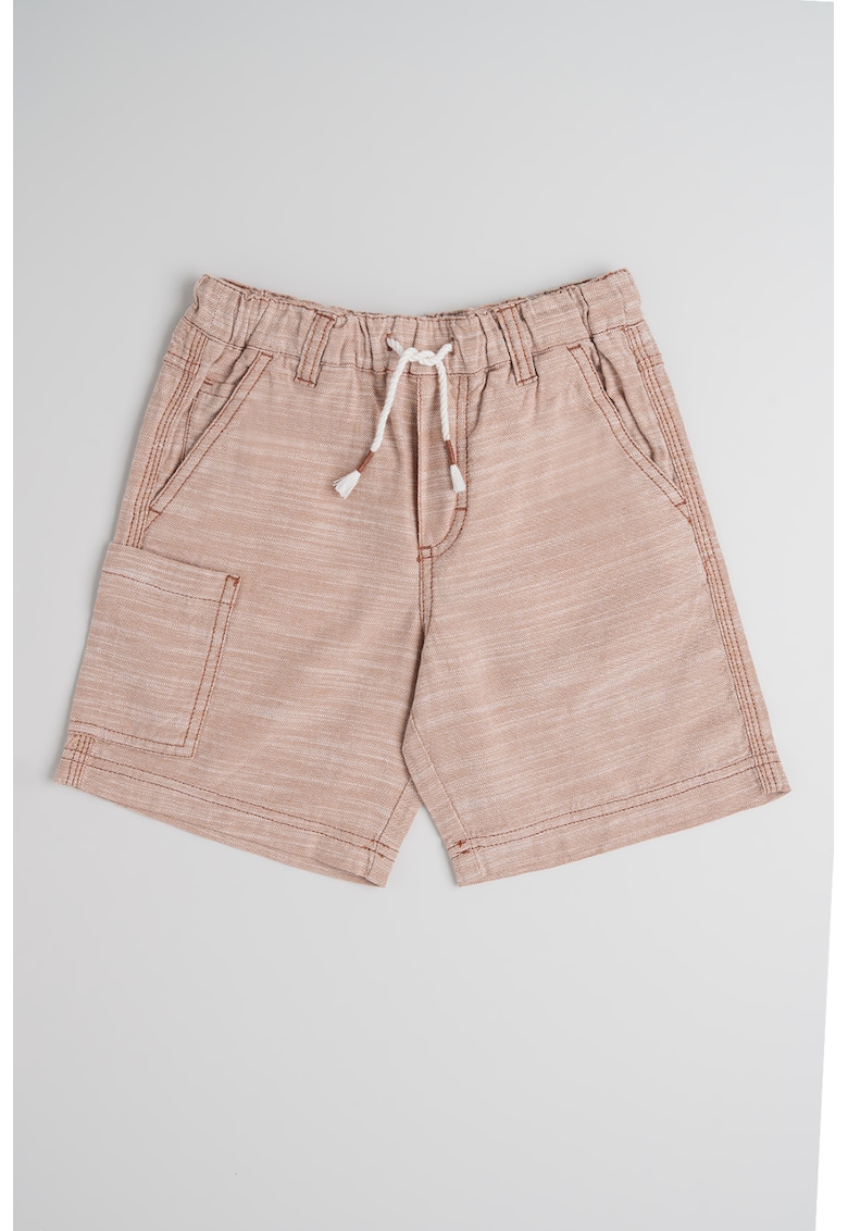 Pantaloni scurti cargo cu snur - Maro melange