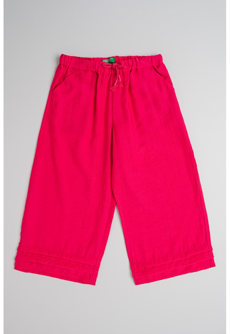 Pantaloni cu croiala ampla si snur - Fucsia