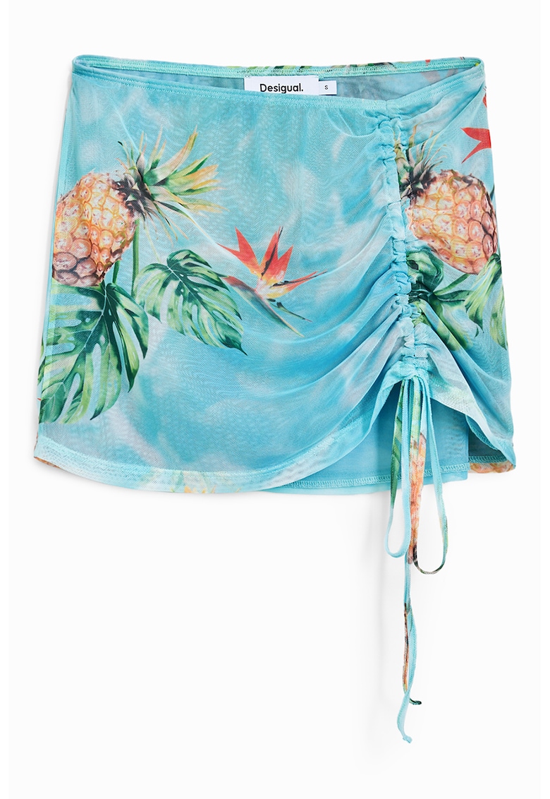 Oferte la Fusta cu imprimeu tropical - Verde/Portocaliu/Albastru