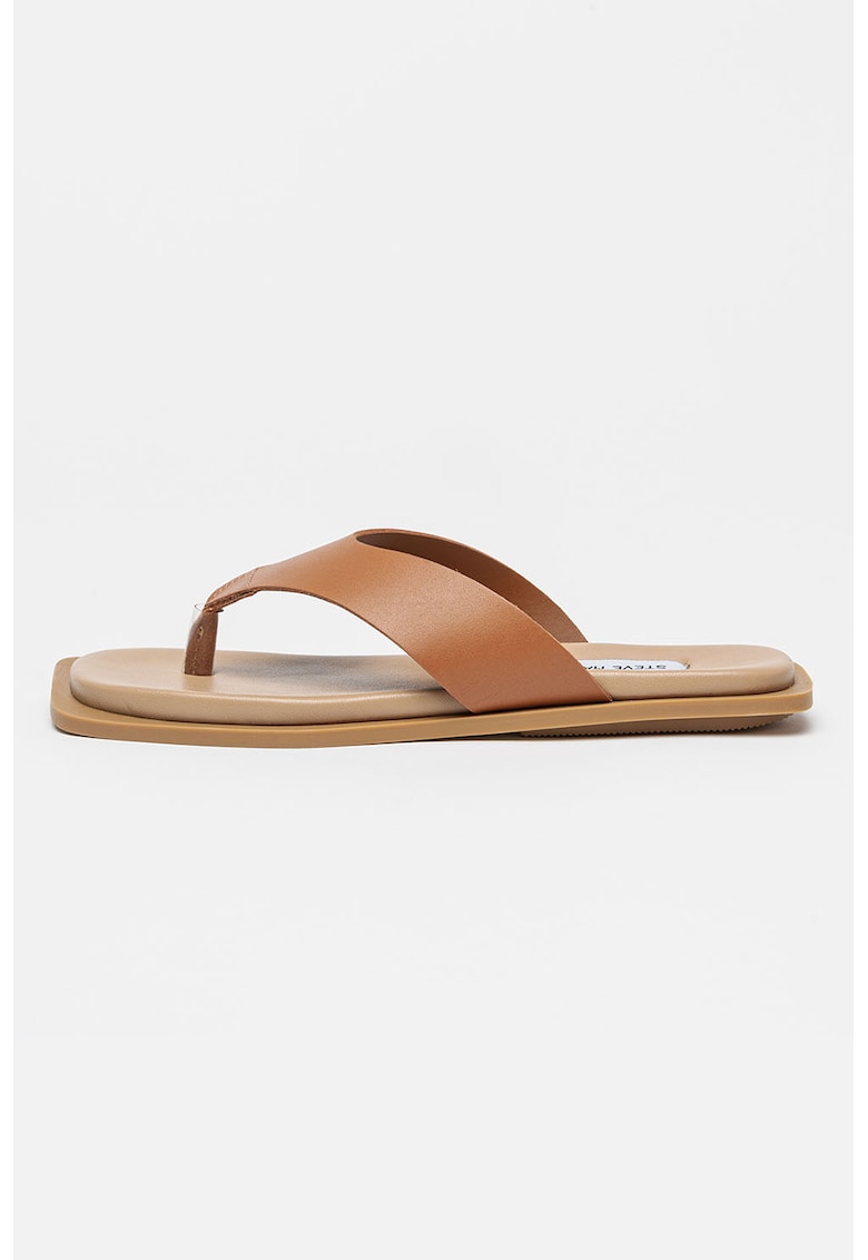 Papuci fli-flop din piele - Negru/Caramel