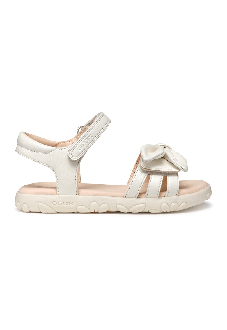 Sandale de piele ecologica cu velcro - Crem