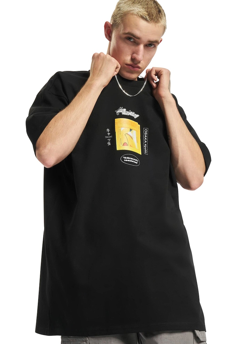 Tricou unisex supradimensionat - Negru/Galben/Alb murdar