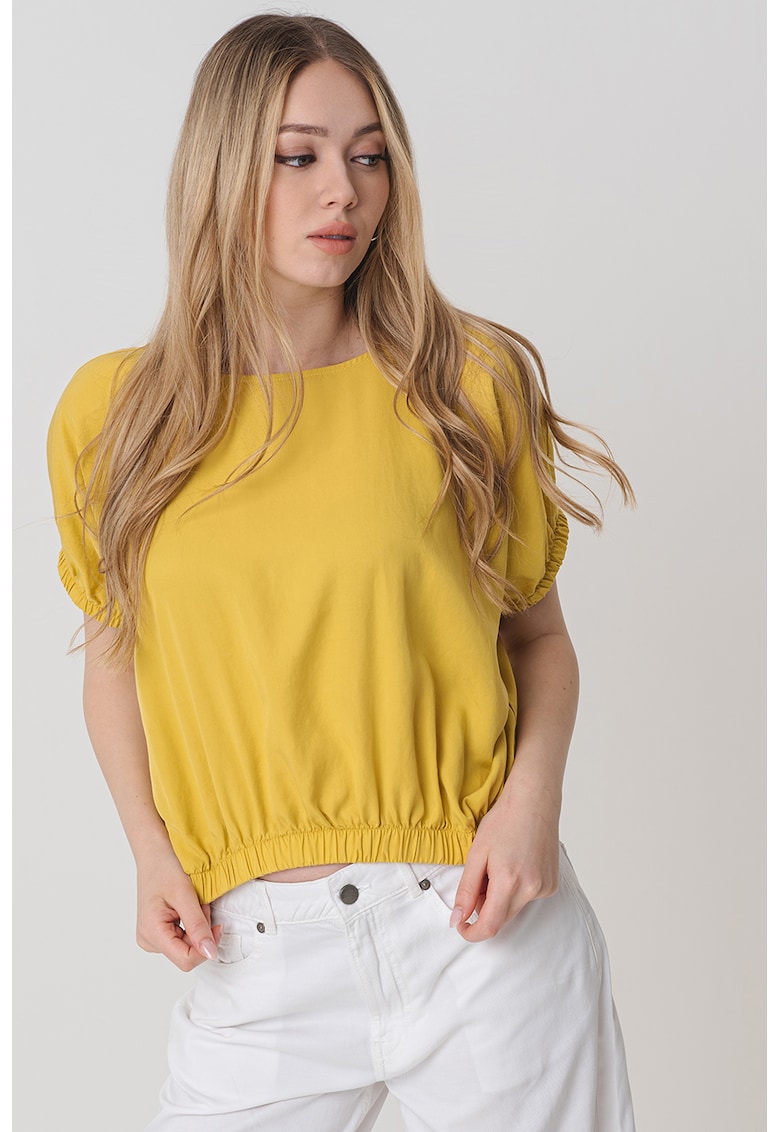 Bluza uni cu decupaj pe spate - Galben pai