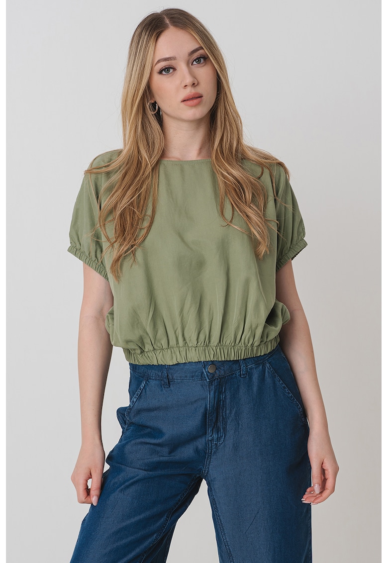 Bluza uni cu decupaj pe spate - Verde feriga
