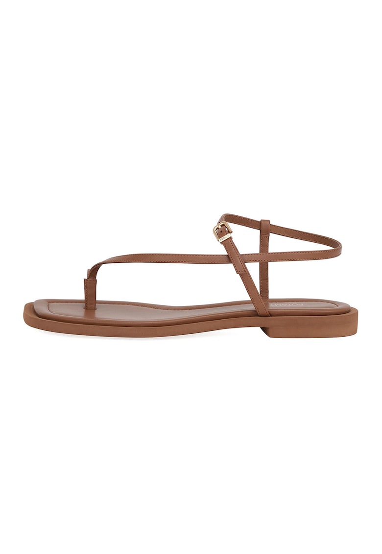 Sandale de piele cu catarame - Caramel