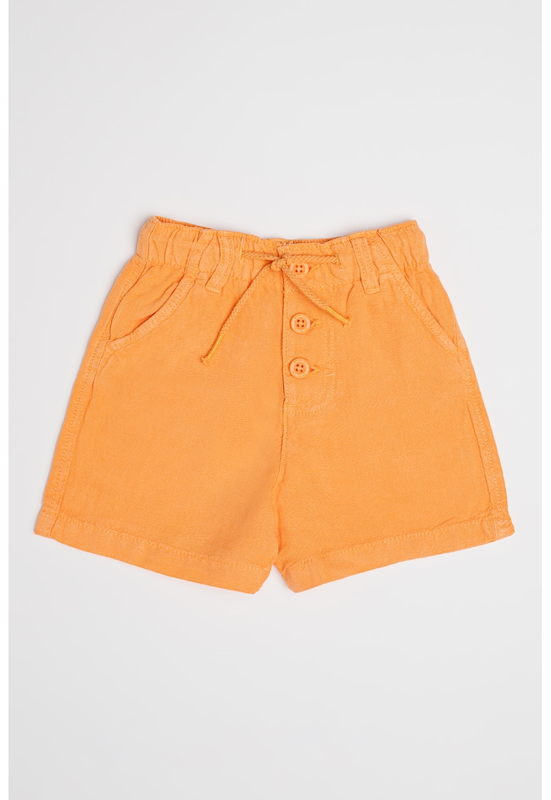 Pantaloni scurti din lyocell si in - Portocaliu