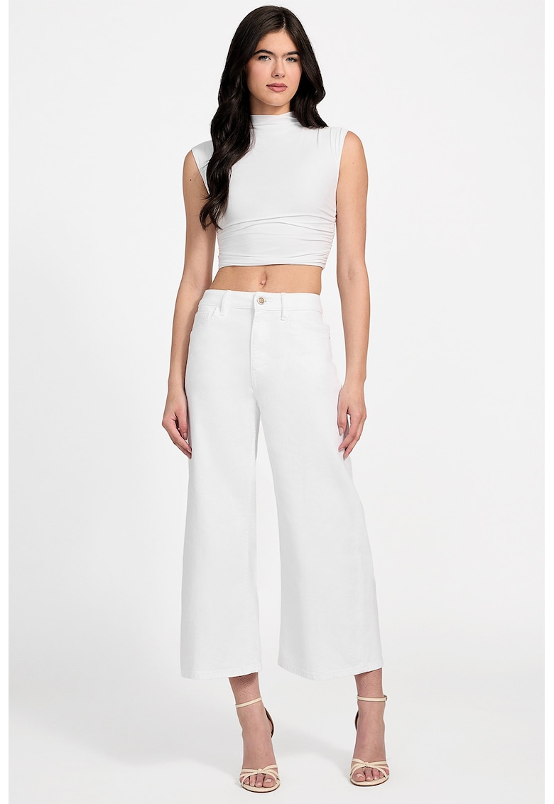 Blugi crop cu croiala ampla - Alb optic