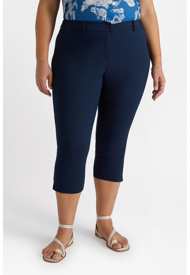 Pantaloni capri cu talie medie - Bleumarin