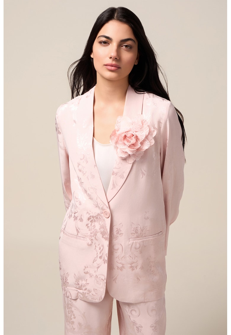 Sacou cu detaliu floral - Roz pal