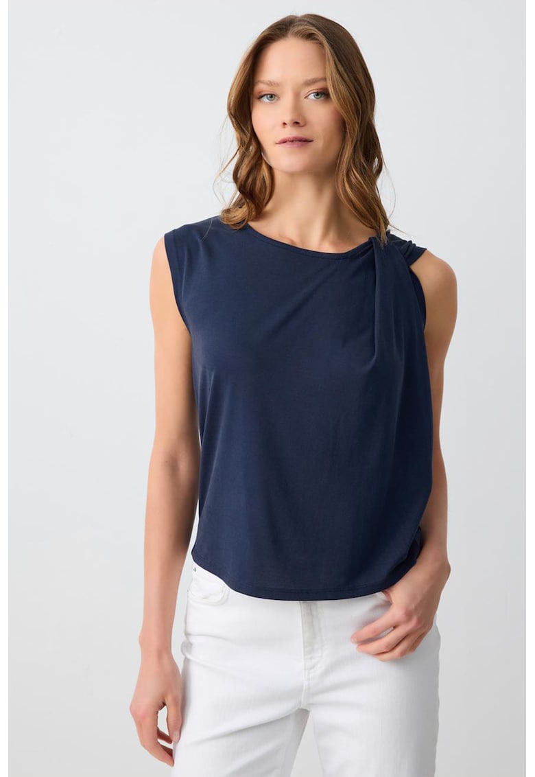 Top din amestec de modal cu detaliu rasucit - Bleumarin