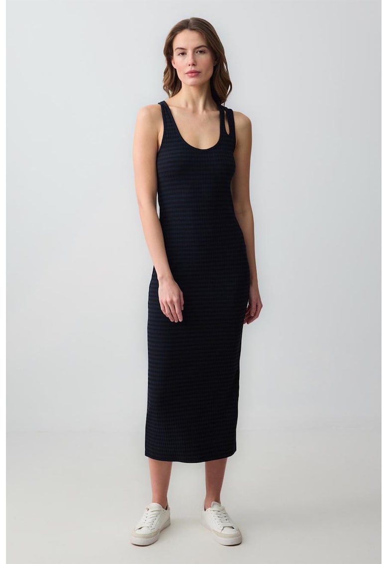 Rochie midi cu decupaj - Negru