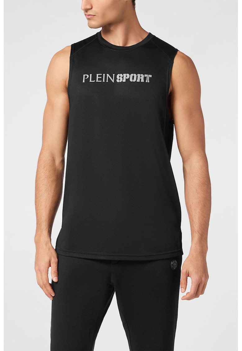 Tricou fara maneci cu logo - Negru