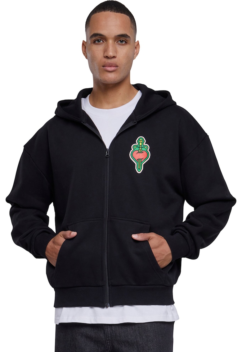 Hanorac unisex cu imprimeu pe partea din spate - Rosu/Verde/Negru