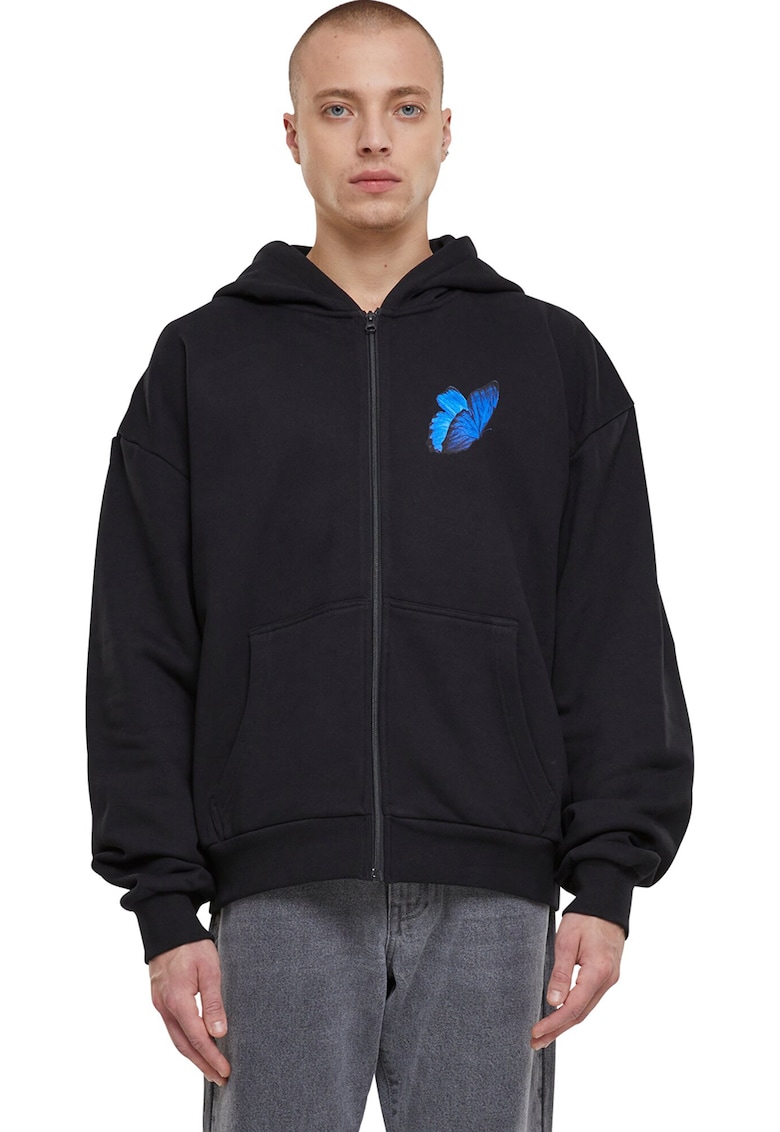 Hanorac unisex cu imprimeu grafic - Negru/Albastru