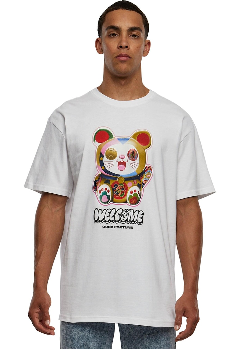 Tricou unisex cu imprimeu grafic - Rosu/Alb/Albastru