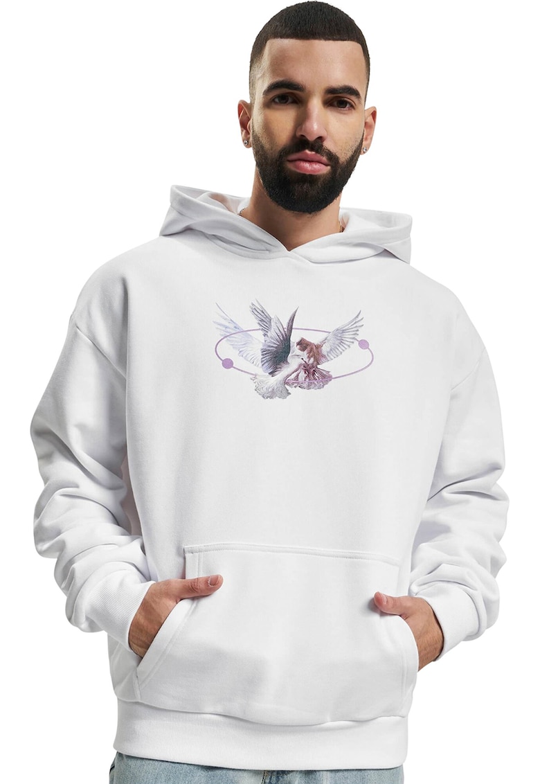 Hanorac unisex cu imprimeu grafic - Alb/Violet