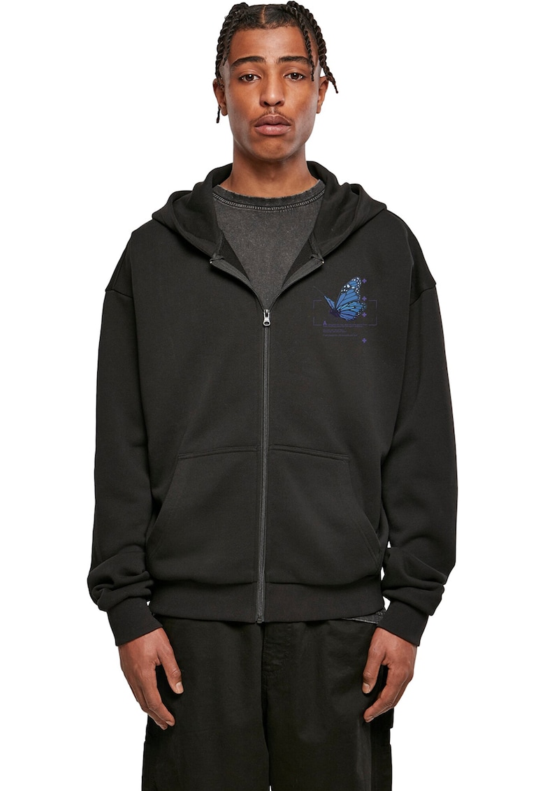 Hanorac unisex cu fermoar - Negru/Albastru