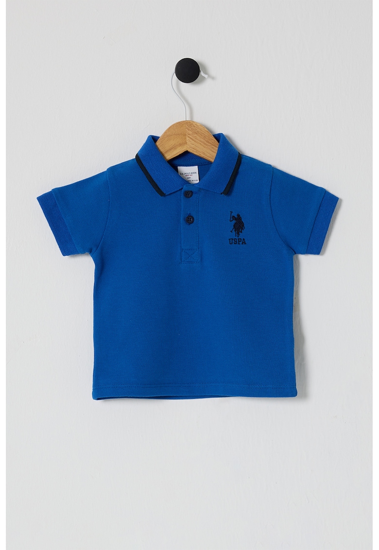 Tricou polo de bumbac - Negru/Albastru royal