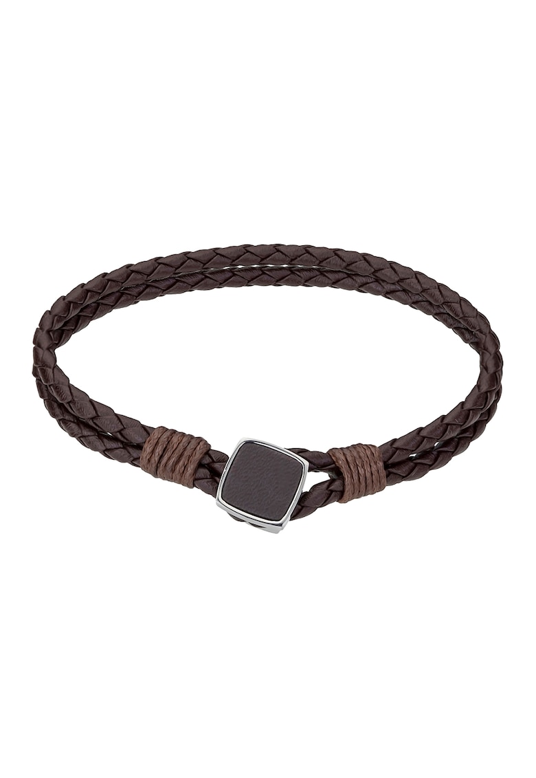 Bratara de piele cu model - Maro inchis