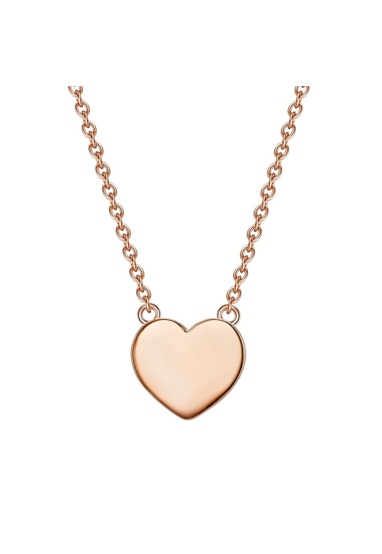 Colier placat cu aur rose de 14K si pandantiv inima - Auriu rose