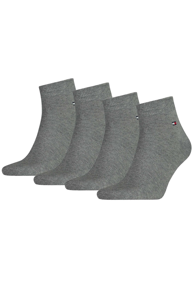 Set de sosete scurte cu logo discret 14171 - 4 perechi - Gri
